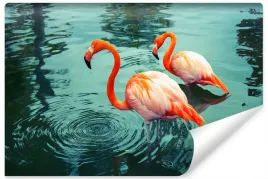 fototapeta-do-salonu-flamingi-jezioro-3d-450x300