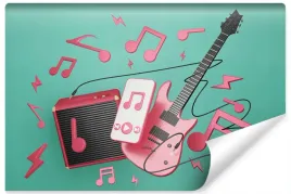 fototapeta-do-sypialni-gitara-muzyka-nuty-450x300
