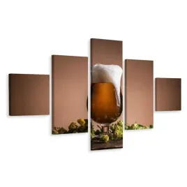 obraz-5-czesciowy-chmiel-piana-jasne-piwo-250x150