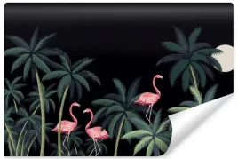 fototapeta-do-salonu-flamingi-palmy-liscie-450x300