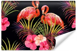fototapeta-mlodziezowa-flamingi-kwiaty-3d-450x300