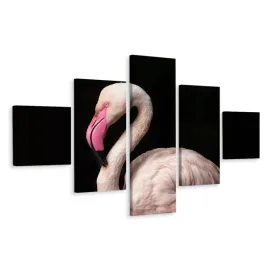 obraz-poliptyk-ptak-flaming-na-czarnym-tle-250x150