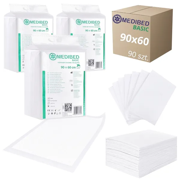 PODKŁADY CHŁONNE higieniczne BASIC 90X60 niejałowe 760ml 90 SZT.