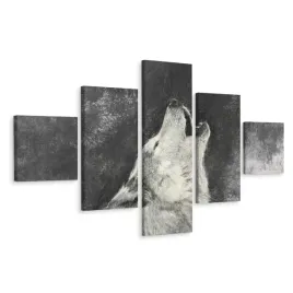 obraz-pentaptyk-wyjacy-wilk-zwierze-dekor-250x150