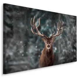 obraz-na-plotnie-jelen-las-zima-natura-3d-40x30