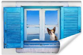 fototapeta-do-biura-kot-w-greckim-oknie-3d-450x300