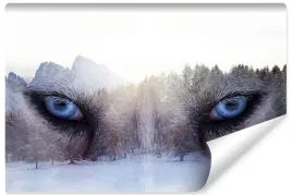 fototapeta-do-salonu-las-zima-husky-pies-400x280