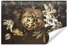 fototapeta-kwiaty-liscie-w-stylu-retro-3d-450x300