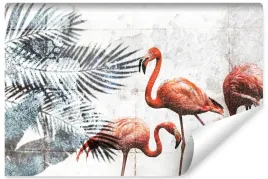 fototapeta-flamingi-liscie-beton-retro-3d-450x300