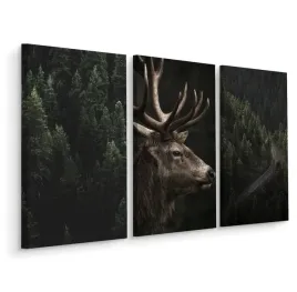 obraz-tryptyk-jelen-lesny-pejzaz-widok-3d-60x40
