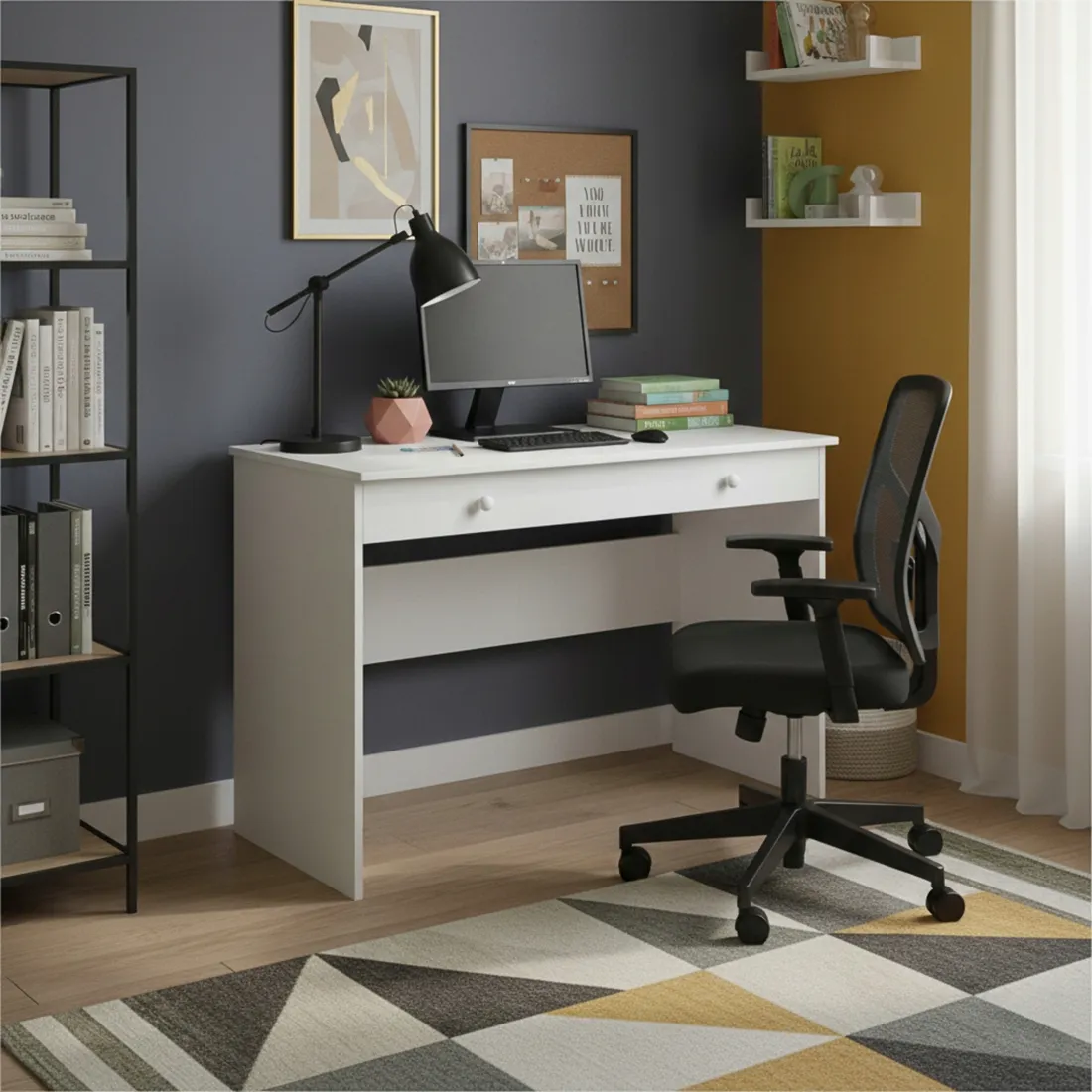 biurko-biale-komputerowe-szkolne-z-szuflada-wolnostojace-proste-basic