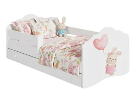 lozko-dzieciece-140x70-tapczan-jednoosobowy-z-barierka-szuflada-fala-bunny