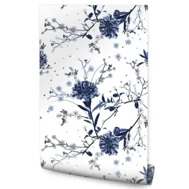 tapeta-scienna-kwiaty-w-stylu-orientalnym-ozdoba