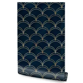 tapeta-w-rolce-do-sypialni-salonu-granatowy-wzor-geometryczny-styl-glamour