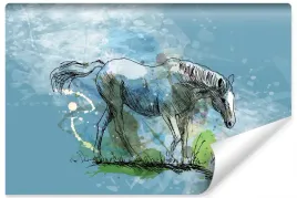 fototapeta-do-salonu-szkic-konia-dekor-3d-450x300