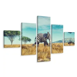 obraz-poliptyk-slon-w-czarno-biale-pasy-3d-250x150