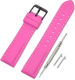 pasek-do-zegarka-rozowy-silikonowy-biale-obszycie-uniwersalny-22mm