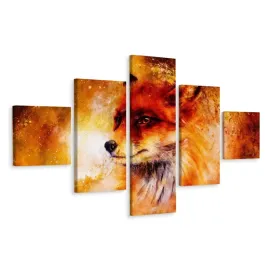 obraz-pentaptyk-lis-zwierze-kosmos-gwiazdy-250x150