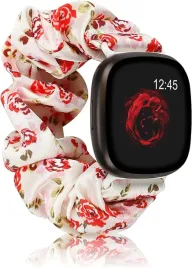 bransoleta-do-zegarka-scrunchie-krem-w-kwiaty-fitbit-versa-1-2-lite-tkanina