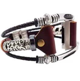 bransoleta-do-zegarka-fitbit-ionic-brazowa-ze-srebrnymi-koralikami-boho