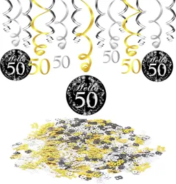 zestaw-dekoracje-50-urodziny-spiralne-wiszace-czarny-zloty-srebrny-konfetti