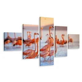 obraz-poliptyk-stado-flamingow-ptaki-dekor-250x150