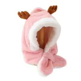 czapka-i-szalik-zimowa-dziecieca-2w1-rozowa-renifer-przyjemna-w-dotyku