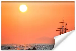 fototapeta-do-salonu-zachod-slonca-statek-450x300
