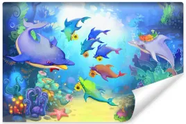 fototapeta-dziecieca-kolorowe-delfiny-3d-400x280