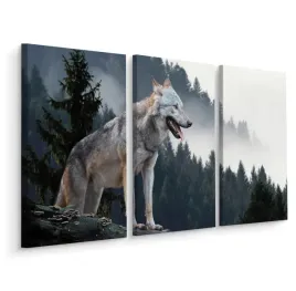 obraz-tryptyk-wilk-w-gorskim-lesie-pejzaz-120x80