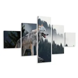 obraz-5-czesciowy-wilk-las-we-mgle-natura-250x150