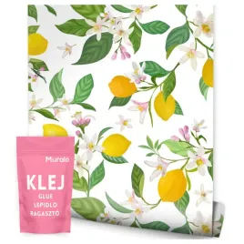 tapeta-do-kuchni-cytryny-kwiaty-liscie-dekor-3d