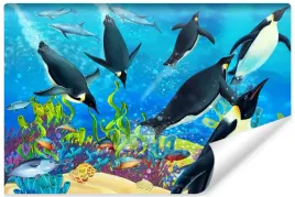 fototapeta-dziecieca-pingwiny-ocean-ryby-450x300