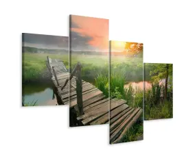 obraz-tetraptyk-wschod-polana-rzeka-natura-120x75