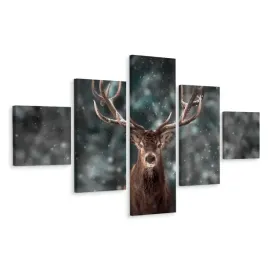 obraz-5-czesciowy-jelen-w-lesie-natura-3d-250x150
