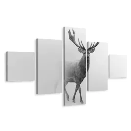 obraz-pentaptyk-jelen-we-mgle-zwierze-3d-250x150