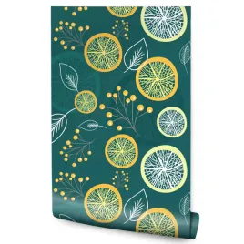 tapeta-scienna-cytryny-liscie-rosliny-do-kuchni