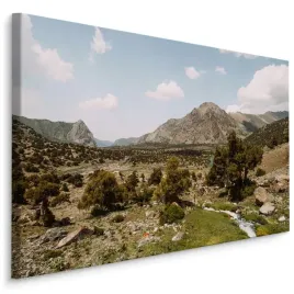 obraz-canvas-pejzaz-gorski-drzewa-rzeka-3d-90x60
