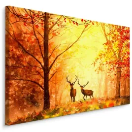 obraz-scienny-jelenie-jesienny-las-akwarela-70x50