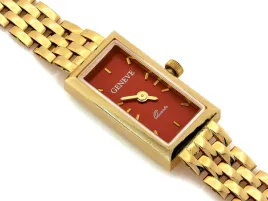 elegancki-zegarek-damski-585-z-zoltego-zlota-czerwony-cyferblat-prostokatny