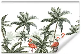 fototapeta-do-sypialni-flamingi-palmy-3d-450x300