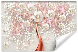 fototapeta-scienna-perly-kwiaty-drzewo-3d-450x300