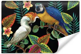 fototapeta-do-salonu-kolorowe-papugi-3d-450x300