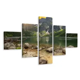 obraz-pentaptyk-morskie-oko-skaly-gory-3d-250x150