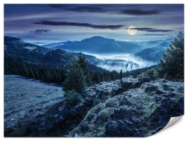 fototapeta-do-salonu-las-we-mgle-gory-nocny-krajobraz-3d-natura-450x300