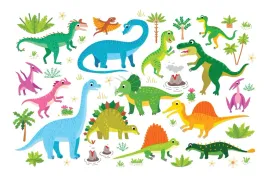 fototapeta-dziecieca-dinozaury-kwiatki-450x300