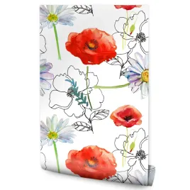 tapeta-do-kuchni-kwiaty-maki-stokrotki-rosliny