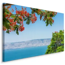 obraz-do-salonu-morze-pejzaz-drzewa-zielen-90x60