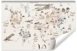 fototapeta-mapa-swiata-zwierzatka-samoloty-450x300
