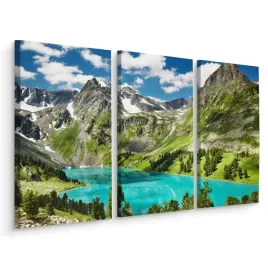 obraz-tryptyk-jezioro-w-gorach-drzewa-3d-180x120